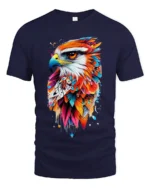 Bold Abstract Eagle Print T-Shirt Artistic Streetwear - navy t-shirt on white background