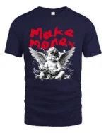 Make Money Angel Graphic T-Shirt Streetwear Style Tee - navy t-shirt on white background