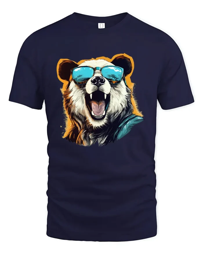 Cool Panda With Sunglasses T-Shirt Funny Animal Tee - navy t-shirt on white background
