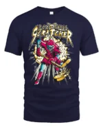 Ice Skull Scratcher Hockey T-Shirt Skeleton Player Tee - navy t-shirt on white background
