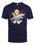 Vintage Cupid T-Shirt Romantic Angel Love Arrow Tee - navy t-shirt on white background