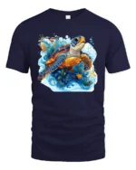 Aquatic Turtle T-Shirt Ocean Wildlife Nature Graphic - navy t-shirt on white background