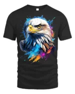 Patriotic Eagle T-Shirt USA Pride Tee in Vibrant Colors - black t-shirt on white background