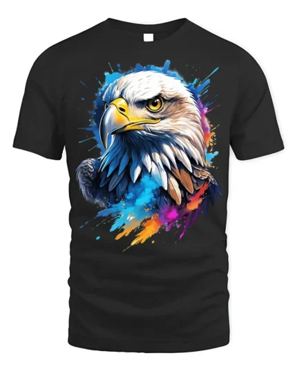 Patriotic Eagle T-Shirt USA Pride Tee in Vibrant Colors - black t-shirt on white background