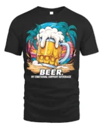 Beer Support T-Shirt Funny Beach Booze Graphic Tee - black t-shirt on white background