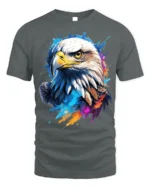 Patriotic Eagle T-Shirt USA Pride Tee in Vibrant Colors - gray t-shirt on white background