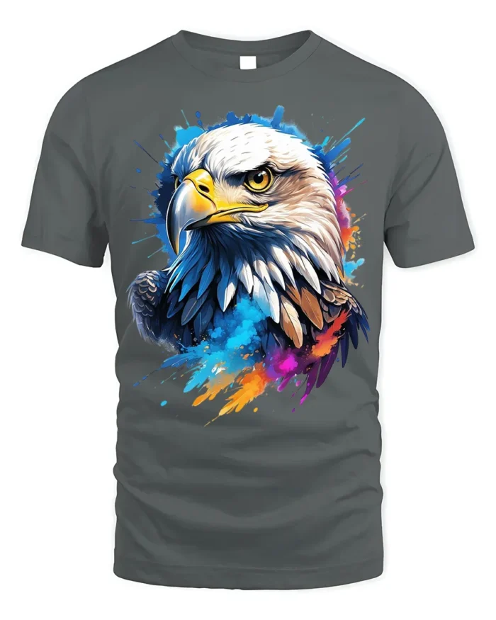 Patriotic Eagle T-Shirt USA Pride Tee in Vibrant Colors - gray t-shirt on white background
