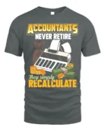 Accountant T-Shirt Funny Never Retire Just Recalculate Tee - gray t-shirt on white background