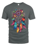 Boho Dreamcatcher T-Shirt Vibrant Native-Inspired Tee - gray t-shirt on white background