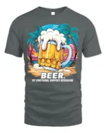 Beer Support T-Shirt Funny Beach Booze Graphic Tee - gray t-shirt on white background