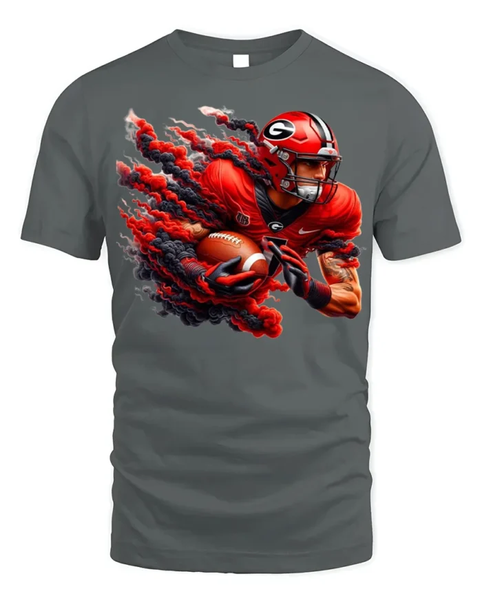 Georgia Football T-Shirt Fiery Red Game Day Graphic Tee - gray t-shirt on white background