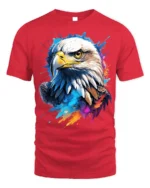 Patriotic Eagle T-Shirt USA Pride Tee in Vibrant Colors - red t-shirt on white background