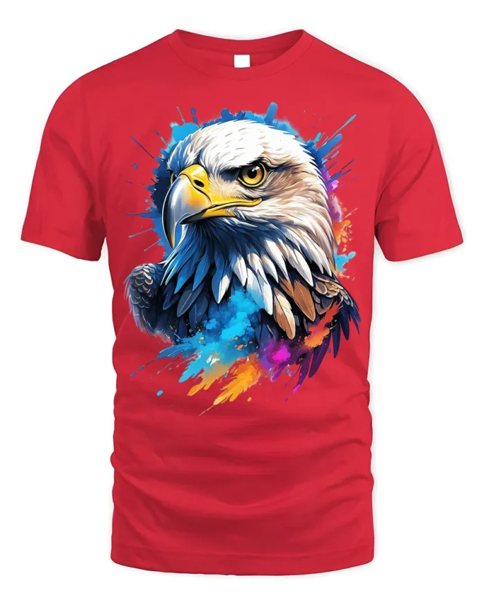 Patriotic Eagle T-Shirt USA Pride Tee in Vibrant Colors - red t-shirt on white background