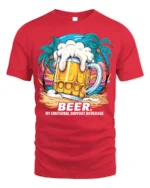Beer Support T-Shirt Funny Beach Booze Graphic Tee - red t-shirt on white background