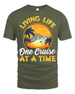 Cruise Life T-Shirt Living Life One Cruise at a Time Tee - military green t-shirt on white background