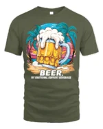 Beer Support T-Shirt Funny Beach Booze Graphic Tee - military green t-shirt on white background