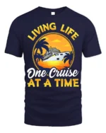 Cruise Life T-Shirt Living Life One Cruise at a Time Tee - navy t-shirt on white background