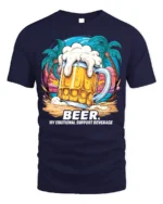 Beer Support T-Shirt Funny Beach Booze Graphic Tee - navy t-shirt on white background