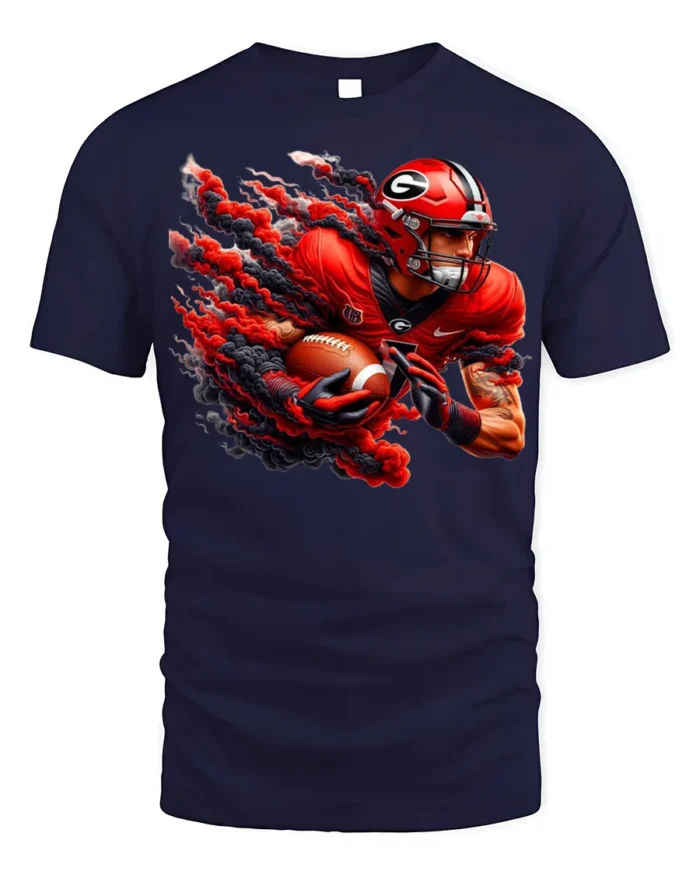 Georgia Football T-Shirt Fiery Red Game Day Graphic Tee - navy t-shirt on white background