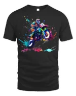 Color Splash Motocross Rider T-Shirt Extreme Dirt Bike - black t-shirt on white background
