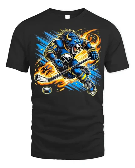 Buffalo Hockey Beast T-Shirt for Ice Hockey Fans - black t-shirt on white background