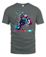 Color Splash Motocross Rider T-Shirt Extreme Dirt Bike - gray t-shirt on white background