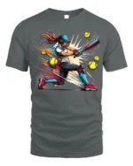 Power Swing Softball T-Shirt Cool Female Sports Graphic - gray t-shirt on white background