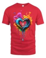Colorful Heart Key T-Shirt Artistic Love Graphic - red t-shirt on white background
