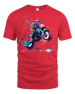 Color Splash Motocross Rider T-Shirt Extreme Dirt Bike - red t-shirt on white background
