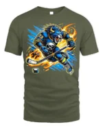 Buffalo Hockey Beast T-Shirt for Ice Hockey Fans - military green t-shirt on white background