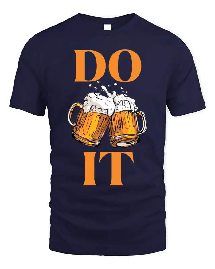 Funny Beer T-Shirt DO IT Beer Mugs Cheers Graphic - navy t-shirt on white background