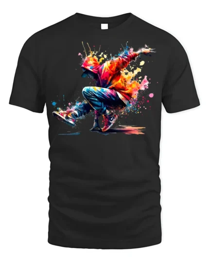 Colorful Breakdancer T-Shirt HipHop Urban Streetwear - black t-shirt on white background
