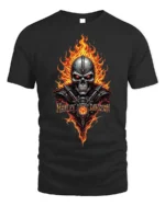 Harley Davidson Skull Flames T-Shirt Biker Graphic - black t-shirt on white background