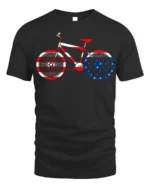 American Flag Bike T-Shirt 4th of July Biker Tee - black t-shirt on white background