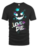 Love or Die Glitch Art T-Shirt Urban Punk Graphic - black t-shirt on white background