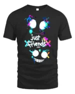 Just Friends Splatter Face T-Shirt Funny Streetwear Tee - black t-shirt on white background