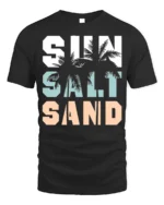 Sun Salt Sand T-Shirt Retro Summer Beach Vibe Tee - black t-shirt on white background