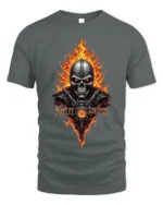 Harley Davidson Skull Flames T-Shirt Biker Graphic - gray t-shirt on white background