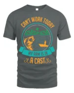 Funny Fishing T-Shirt My Arm Is in a Cast Graphic - gray t-shirt on white background