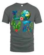 Earth Love T-Shirt Eco Nature Inspired Graphic Tee - gray t-shirt on white background