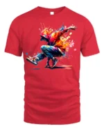 Colorful Breakdancer T-Shirt HipHop Urban Streetwear - red t-shirt on white background