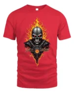 Harley Davidson Skull Flames T-Shirt Biker Graphic - red t-shirt on white background