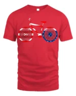 American Flag Bike T-Shirt 4th of July Biker Tee - red t-shirt on white background