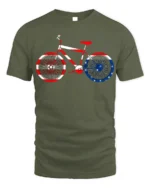 American Flag Bike T-Shirt 4th of July Biker Tee - military green t-shirt on white background