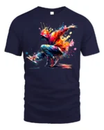 Colorful Breakdancer T-Shirt HipHop Urban Streetwear - navy t-shirt on white background
