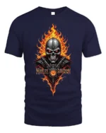 Harley Davidson Skull Flames T-Shirt Biker Graphic - navy t-shirt on white background