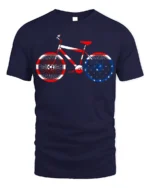 American Flag Bike T-Shirt 4th of July Biker Tee - navy t-shirt on white background