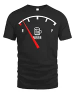 Funny Beer Gauge T-Shirt Low on Beer Fuel Drink - black t-shirt on white background