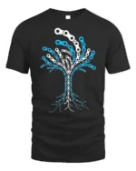 Tree of Life Bike Chain Graphic T-Shirt for Men - black t-shirt on white background