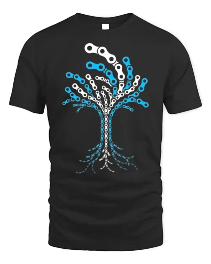 Tree of Life Bike Chain Graphic T-Shirt for Men - black t-shirt on white background